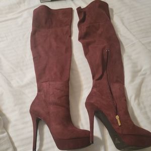 Over the knee burgundy bebe boots
